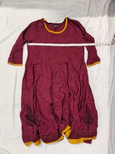 Maroon Ethnic Kurta with Tree Print