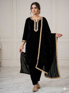 Elegant Black Velvet Suit Set