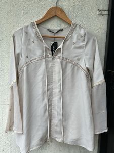 Embroidered Beige Kurta Top