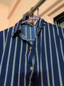 Navy Blue Striped Midi Dress/kurti