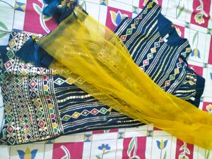 Stylish Navy Blue Embroidered Lehenga Choli Set