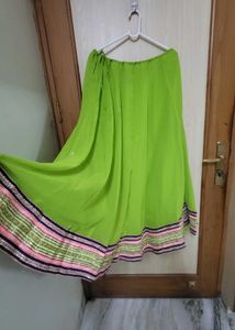 Lime Green Embellished Lengha With Liner Attached