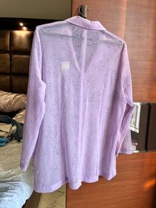 Sheer Lavender Button-Up Shirt