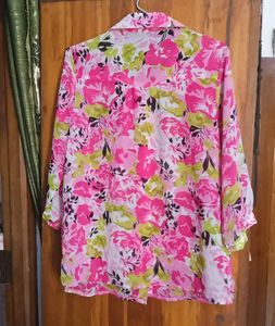 Floral Print Button-Down Top