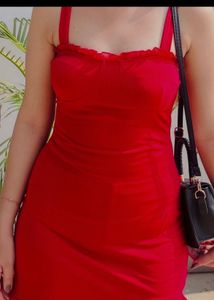 Chic Red Ruffle Strap Dress