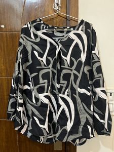 3XL Top Stylish Abstract Print V-Neck Blouse