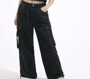 Washed Grey Black Cargo Pants