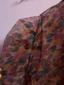 Only Sheer Floral Print Button-Up Blouse