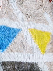 Winter Sweater - Cream &amp; Multi Color
