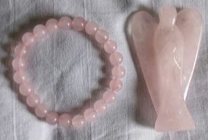 Rose Quartz Angel &amp; Bracelet Combo
