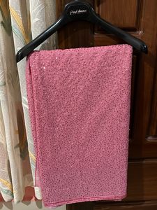 Pink Embellished Sequinned Poly Georgette Saree