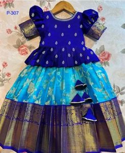 Baby traditional Blue &amp; Gold Lehenga Choli