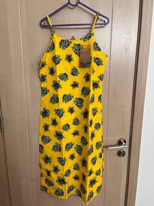 Yellow Floral Print Spaghetti Strap Kurta set