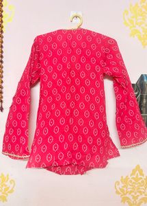 Chic Pink Printed Wrap Kurta