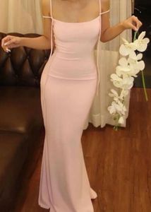 Elegant Pink Spaghetti Strap Maxi Dress