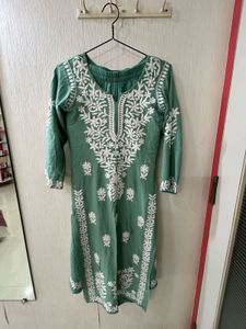 Sea Green Embroidered Kurta