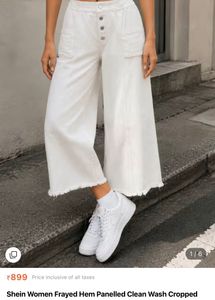 White Frayed Hem Wide Leg Pants