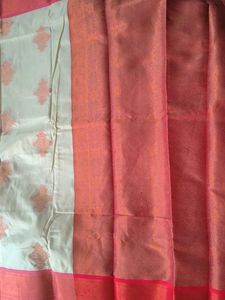 Eligent beige and orange combination semi silk new