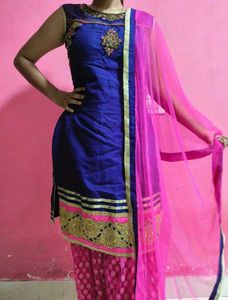 Elegant Blue &amp; Pink Lehenga Choli Set