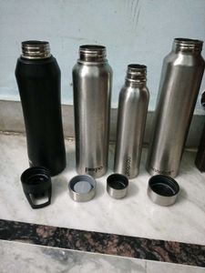 Set of 4 Stainless Steel Water Bottles