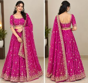 Stunning Magenta Bandhani Lehenga Choli