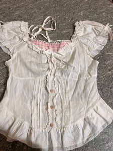 White Ruffle Lolita Style Top