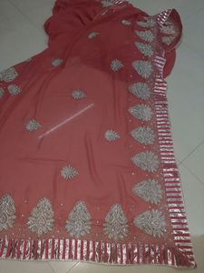 peach saree
