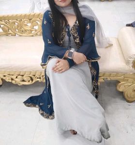 Embellished Navy Blue Kurta Set
