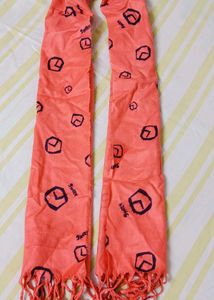 Peach Scarf with Geometric Print