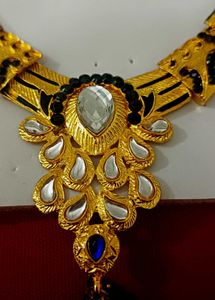 Elegant Gold-Tone And Blue Necklace Set