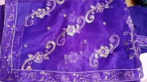 Purple Embroidered Saree