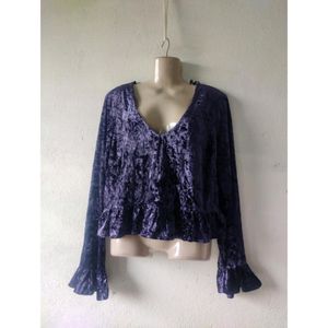 Purple Velvet Peplum Top