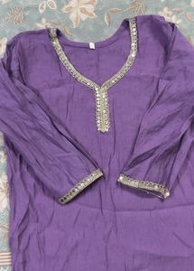 Embroidered Purple Kurta