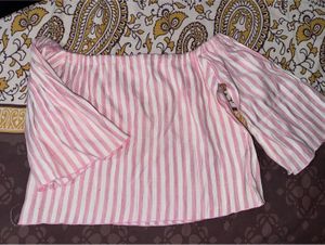Pink Striped Off-Shoulder Top