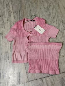 Pink Ribbed Cropped Top