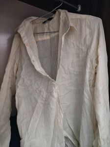 Cream Linen Button-Up Shirt