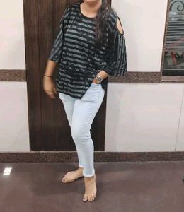 Striped Cold Shoulder Top