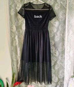 korean Elegant Black Tulle Dress