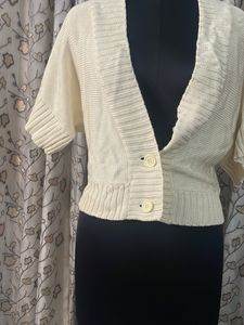 Cream Knit Cropped Cardigan