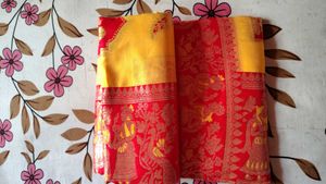 Elegant Yellow &amp; Red Saree