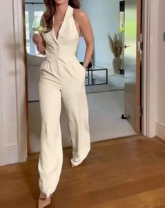 Chic Cream Sleeveless Jumpsuit