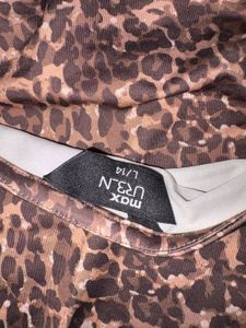 Leopard Print Strapless Ruched Top