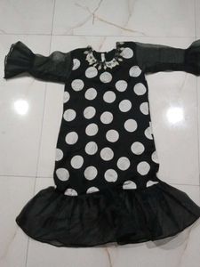 Polka Dot Kurta with Ruffled Sleeves
