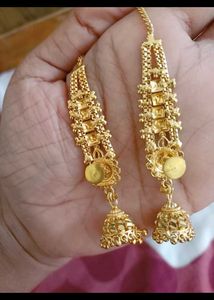 new gold pleated big jhumka with guranty