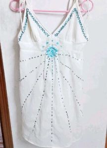 Sparkly White Camisole summer Top