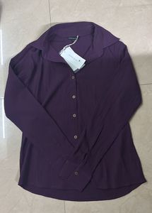 Chic Purple Textured Button-Up Shirt