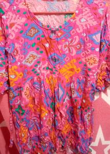 Vibrant Pink Ethnic Print Kurta