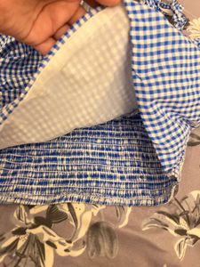 Blue &amp; White Gingham Mini Tank Top