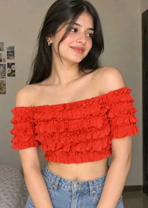 Chic Off-Shoulder Ruffle Crop Top