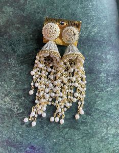 Elegant Jhumka Earrings with Pearls